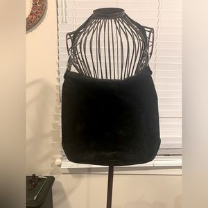 Salvatore Ferragamo Black Suede Shoulder Handbag